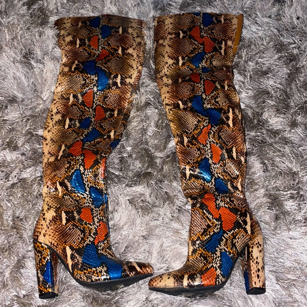 Snake Print Heel Boots - Women’s size 5 1/2